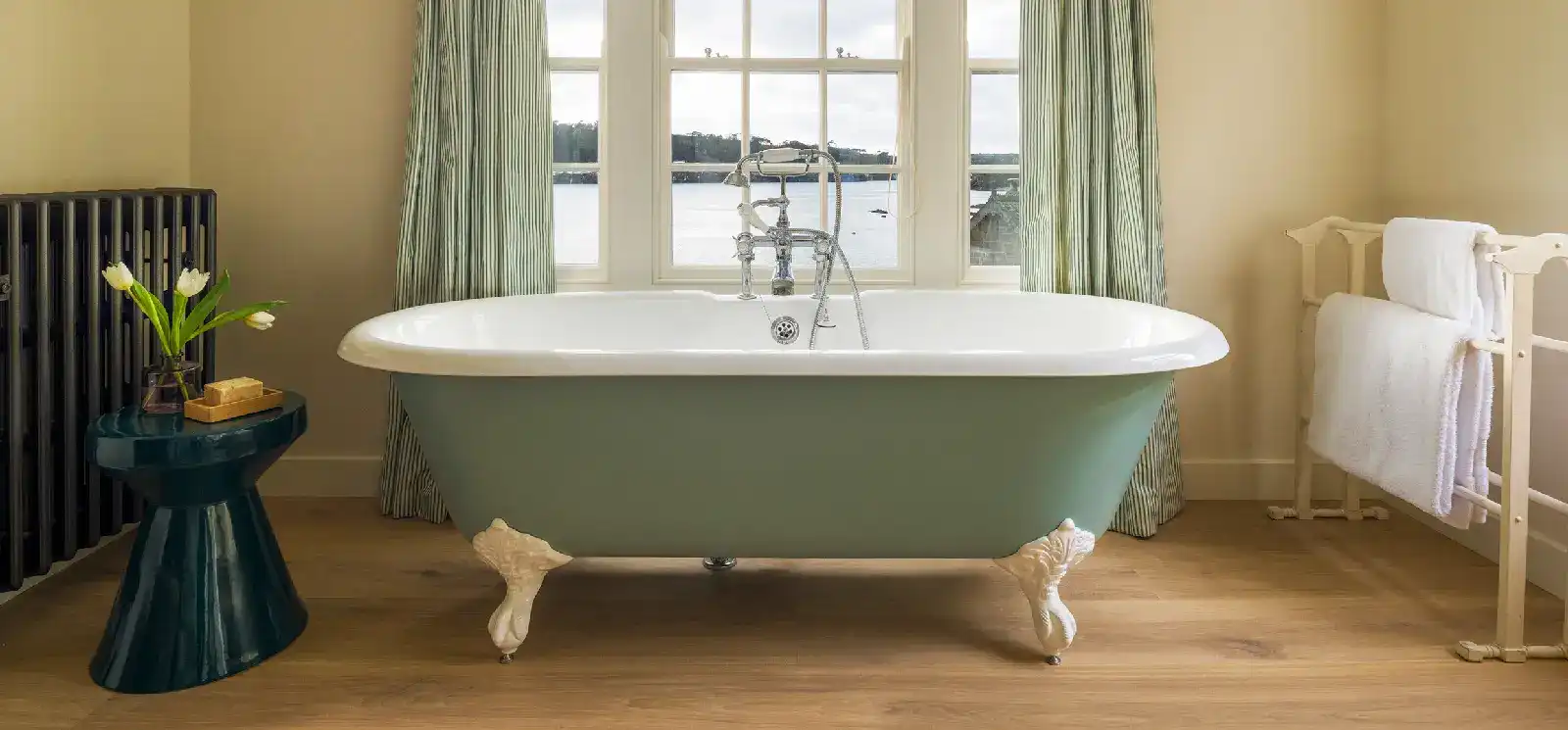 Roll top bath in a luxury Falmouth cottages