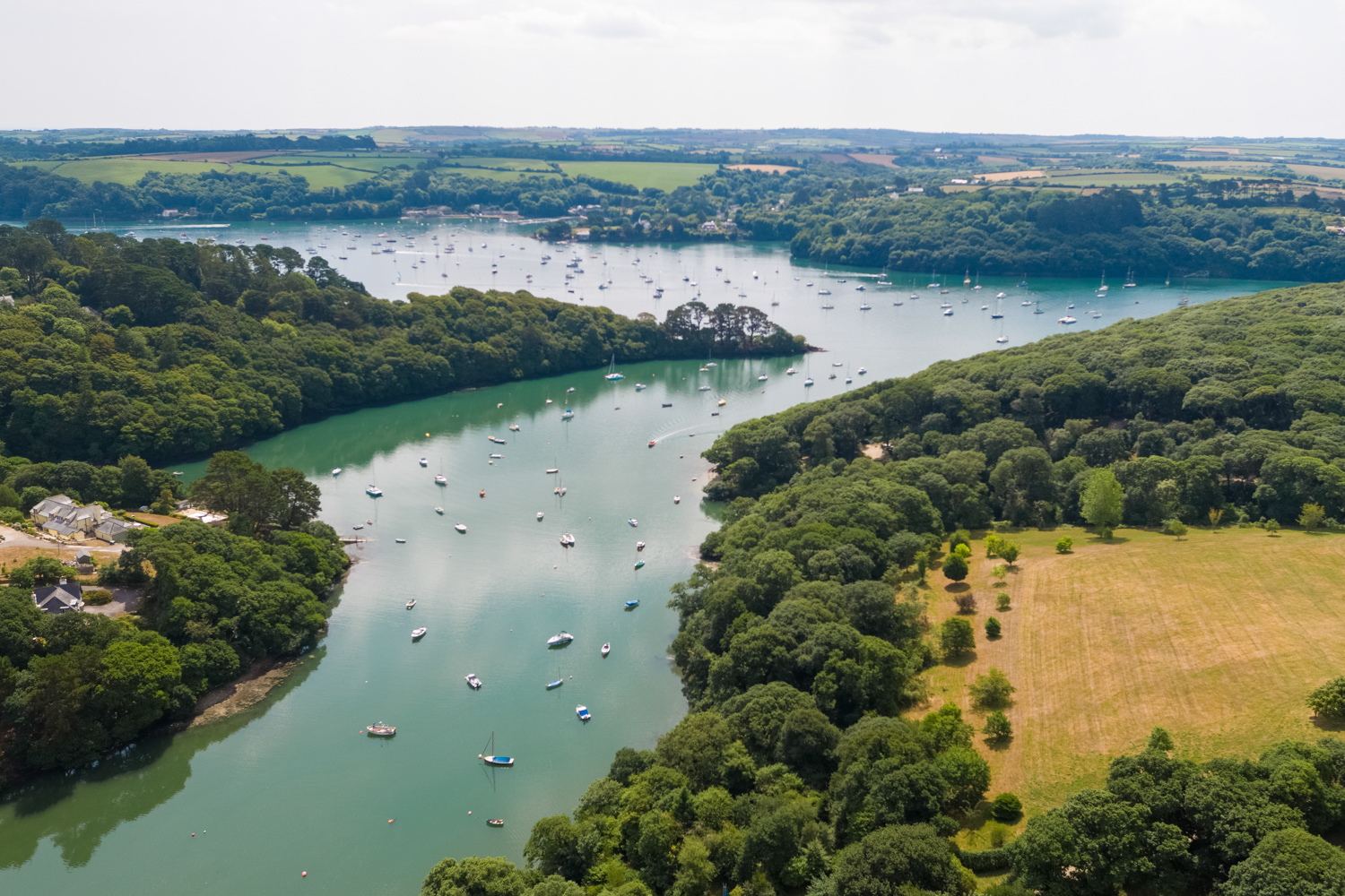 Helford River, Cornwall, boats and woodland