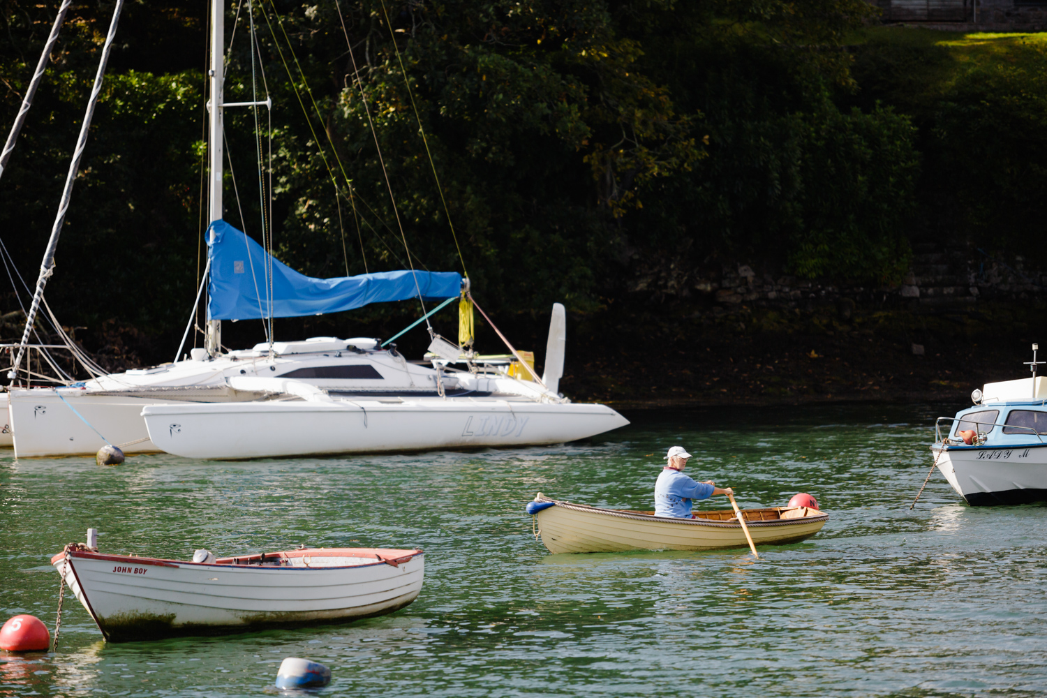 Boats on Port Navas Creek in Cornwall