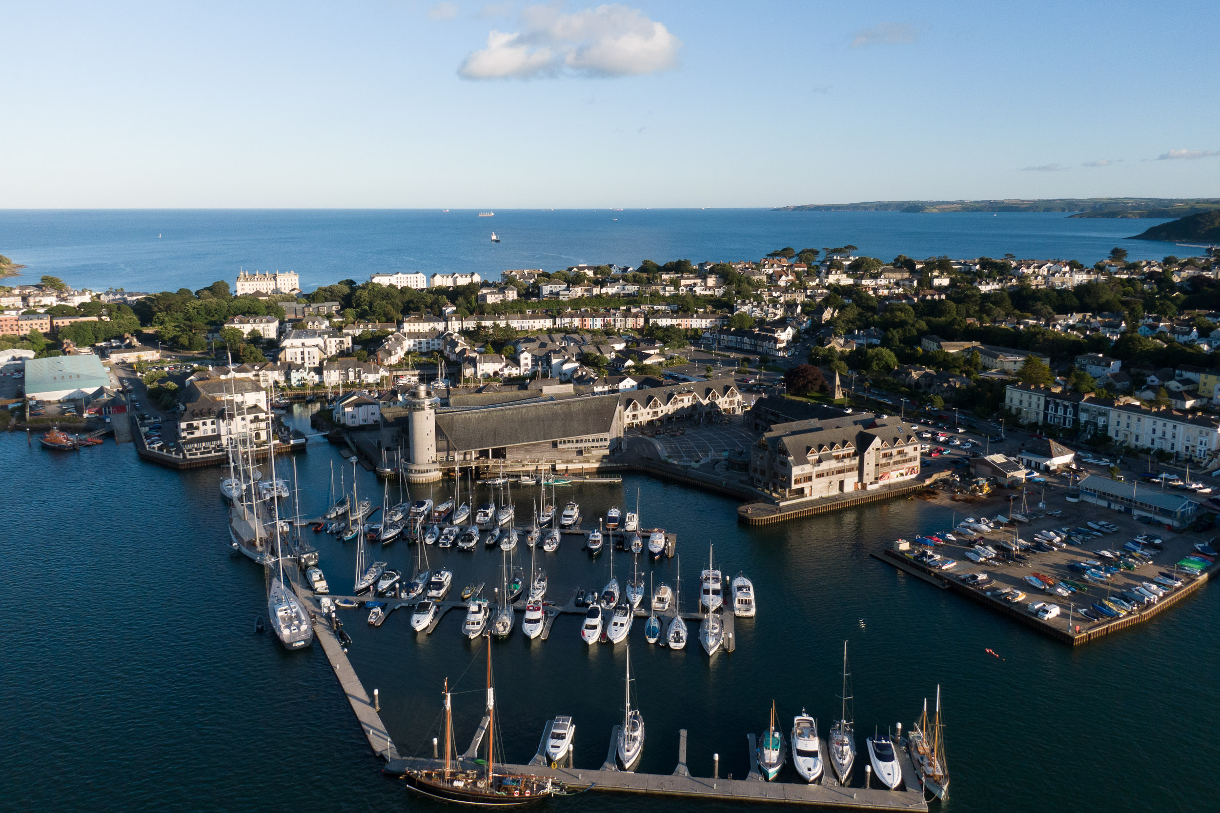 Port Pendennis and Discovery Quay with Events Square From above in Falmouth